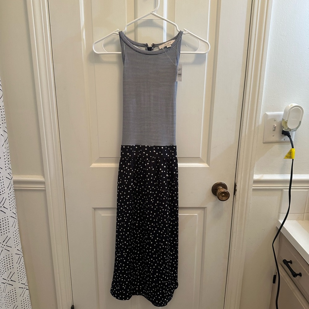 Beautiful Blue striped and polka dot dress